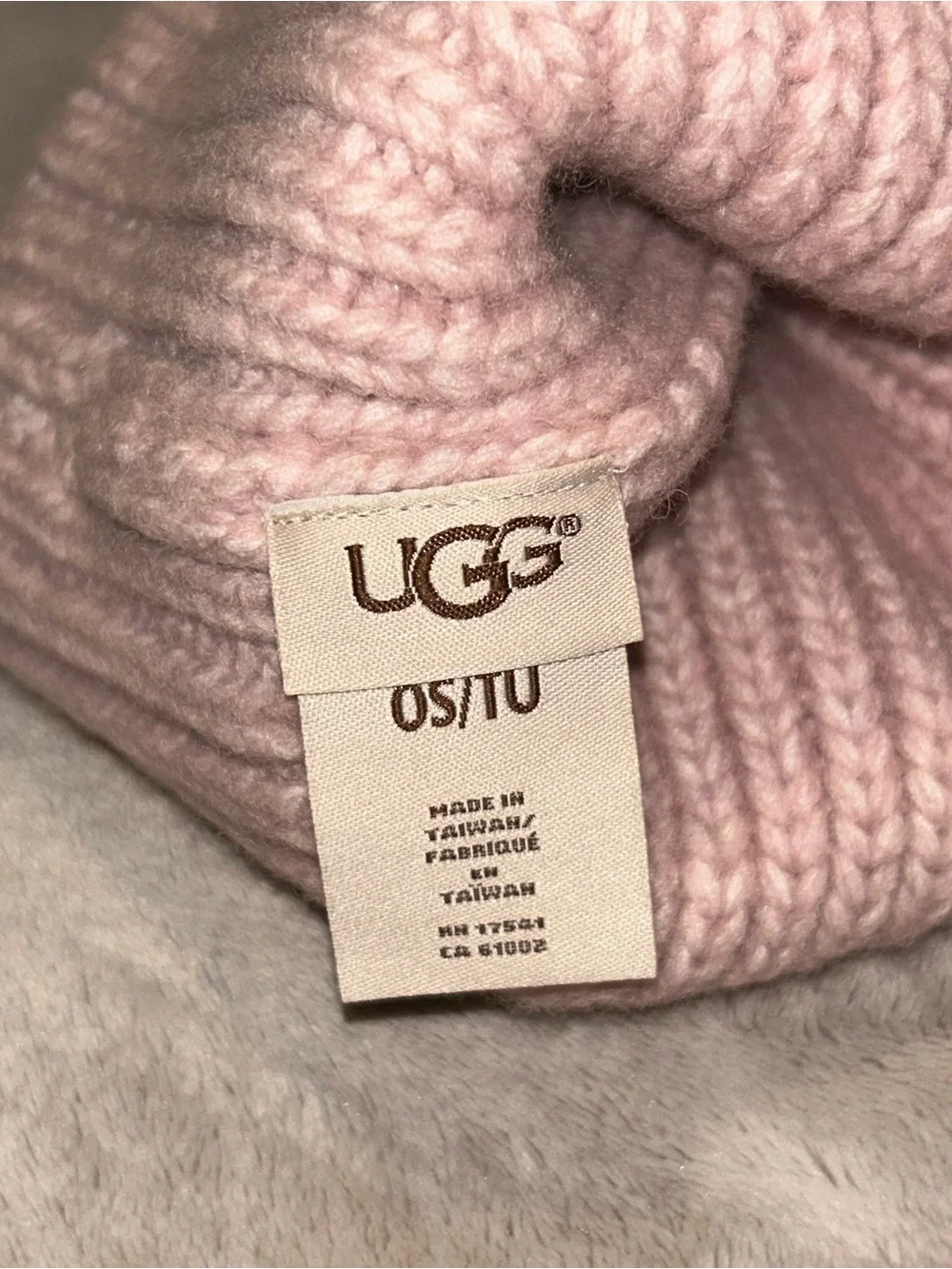 UGG Blush Pink Knit Beanie with Logo Tag